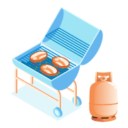 Bouteille de gaz et barbecue