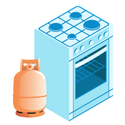 Bouteille de gaz et gazinière