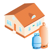 Maison et bouteille de gaz